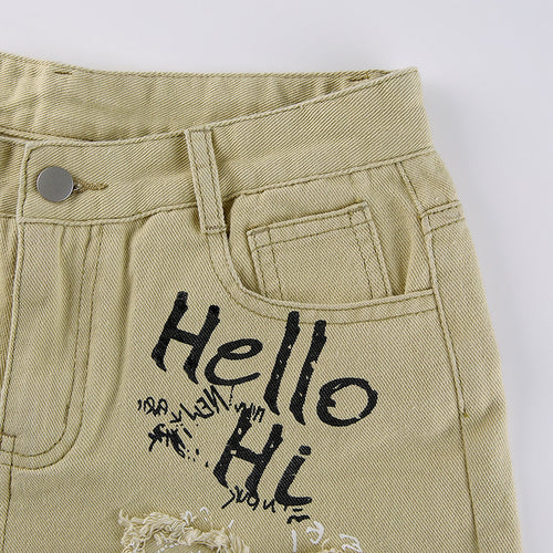 Women's Pants American Style Printed Jeans Skin