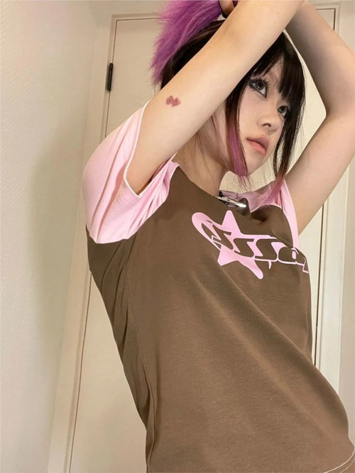 Round Neck Pullover Short Sleeve Letter Printing