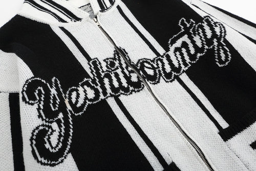 Men's Knit Cardigan High Street Retro Contrast Stripe Jacket