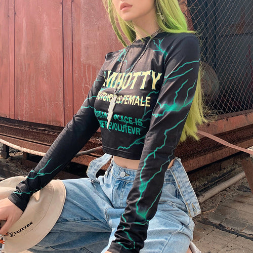 Lightning print skinny T-shirt