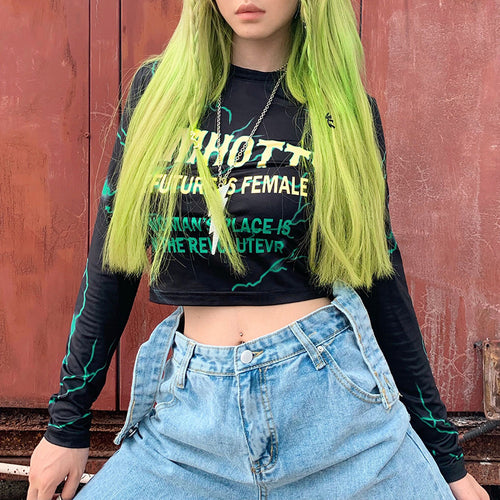 Lightning print skinny T-shirt