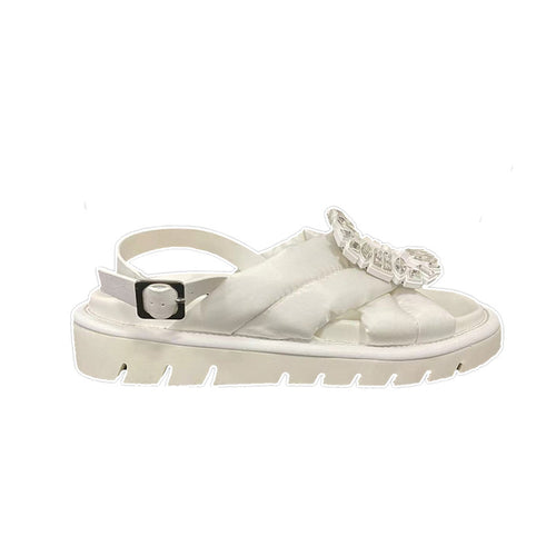 Casual Rhinestone Square Buckle Flat Sandals