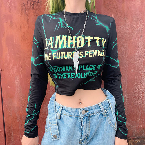 Lightning print skinny T-shirt