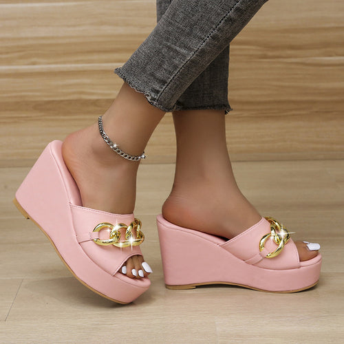 Gold Chain Shoes High Heel