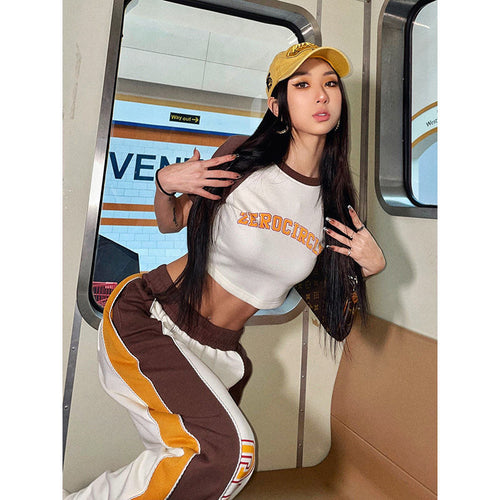 T-shirt women's American wide-leg pants