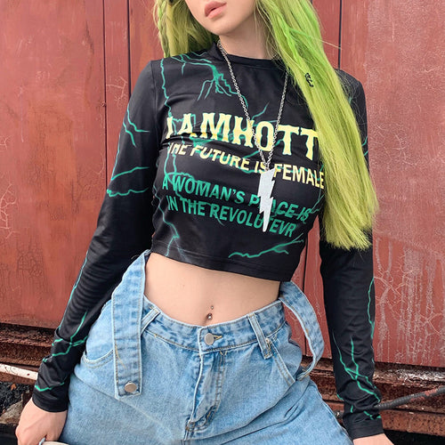 Lightning print skinny T-shirt