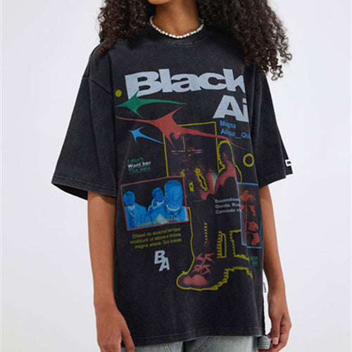 Street Tide Brand Men's Clothing Fun Printing Individual Short-sleeved T-shirt