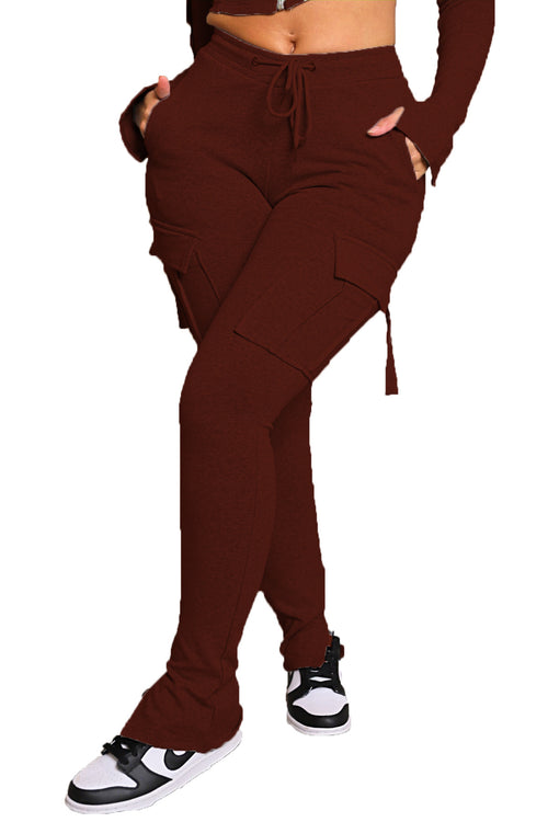 Cargo Drawstring Waist Split Trouser Legs