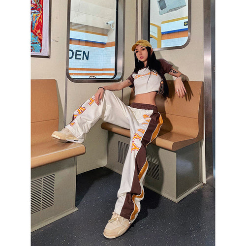 T-shirt women's American wide-leg pants