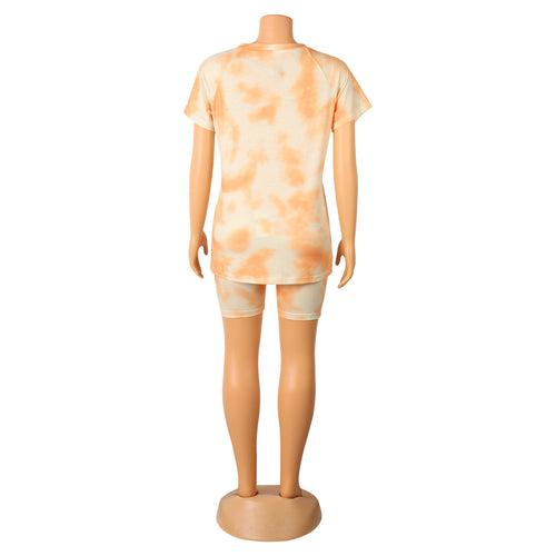 Fashion Casual Sports Suit Tie-Dye Short-Sleeved Shorts Two-Piece Suit