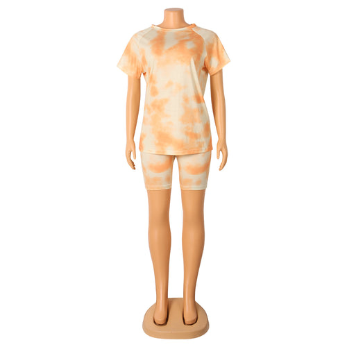 Fashion Casual Sports Suit Tie-Dye Short-Sleeved Shorts Two-Piece Suit
