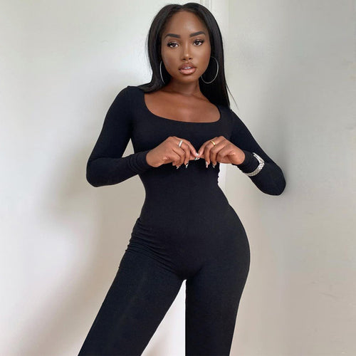 Long Sleeve Slim Fit Hip Lift Jumpsuit