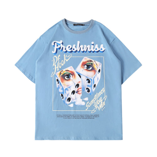 Street Letters Crying Dice Loose Hip-hop Men's And Women's Cotton T-shirt