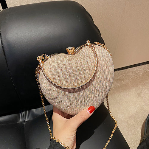 Chain Crossbody Peach Heart Bag