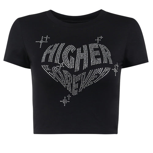 Crop Top Hot Diamond Heart Wings