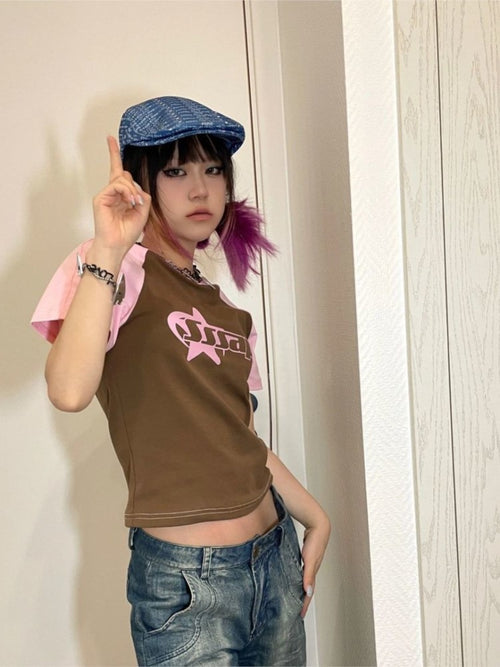 Round Neck Pullover Short Sleeve Letter Printing