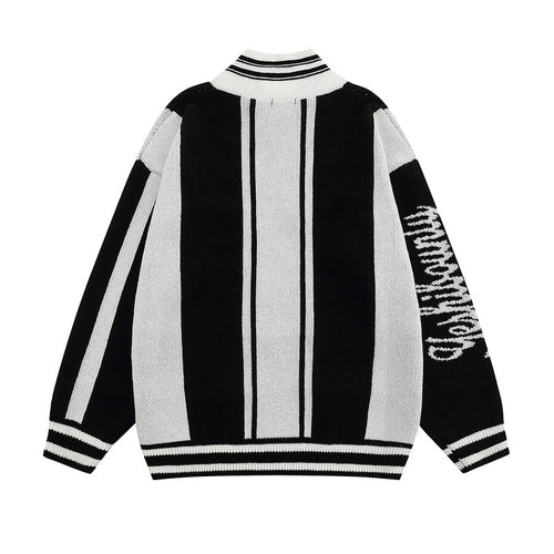 Men's Knit Cardigan High Street Retro Contrast Stripe Jacket