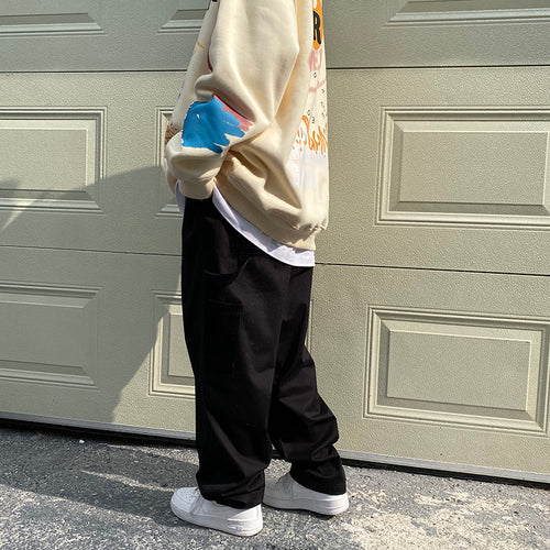 Versatile Panel Straight Leg Solid Street Cargo Pants