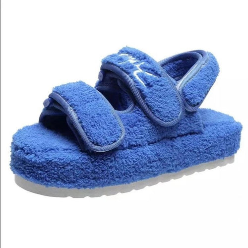 Women's Fashion Simple A Word Thick Bottom Hairy Sandals