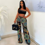 Slim Printed Ladies Two Piece Nightclub Suit
