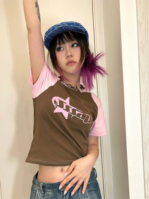 Round Neck Pullover Short Sleeve Letter Printing