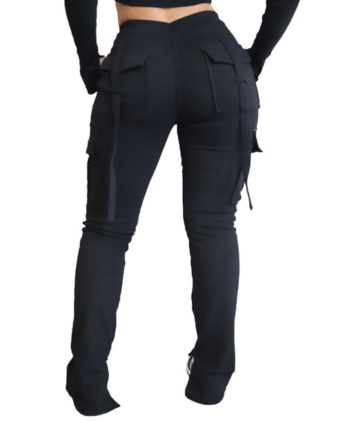 Cargo Drawstring Waist Split Trouser Legs