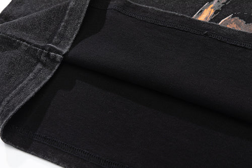 Letter Short Sleeve Doberman Pinscher Printed T-shirt