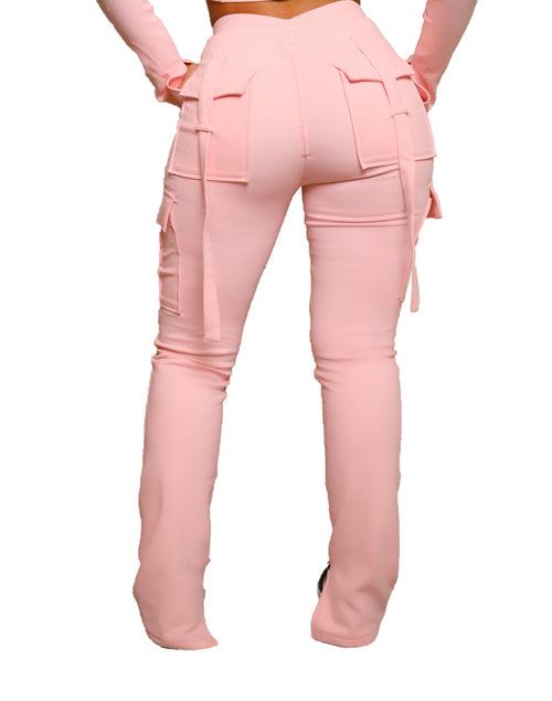 Cargo Drawstring Waist Split Trouser Legs