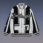 Men's Knit Cardigan High Street Retro Contrast Stripe Jacket