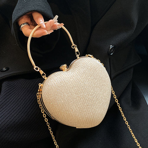 Chain Crossbody Peach Heart Bag