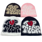 Sleeve Cap Multi-color Letters Wool Knitting