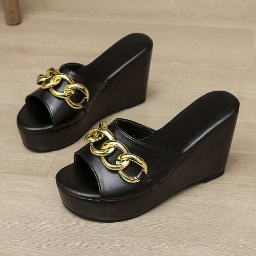 Gold Chain Shoes High Heel
