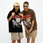 Skeleton Man Foaming Print Loose Couple Wear Short Sleeve T-shirt