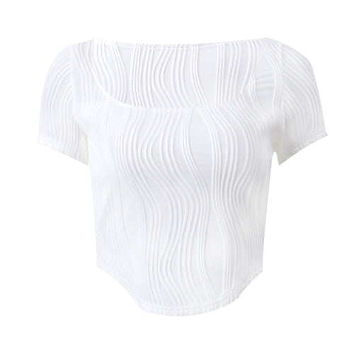 U-neck Irregular Stripe Short Sleeved T-shirt