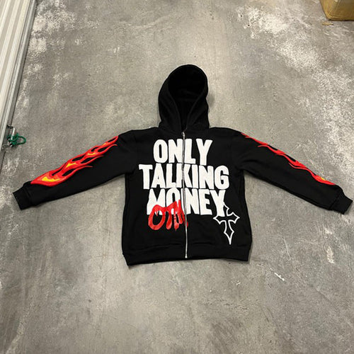 Y2g Flame Letter Print Street Casual Trend Cardigan Jacket