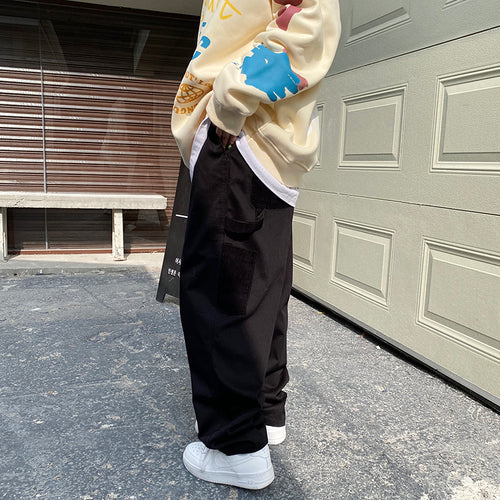 Versatile Panel Straight Leg Solid Street Cargo Pants