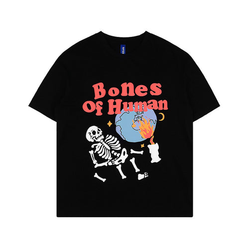 Skeleton Man Foaming Print Loose Couple Wear Short Sleeve T-shirt