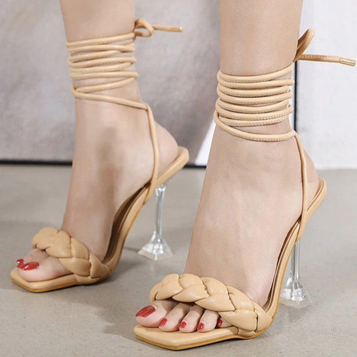 Weave Strappy high heels Square