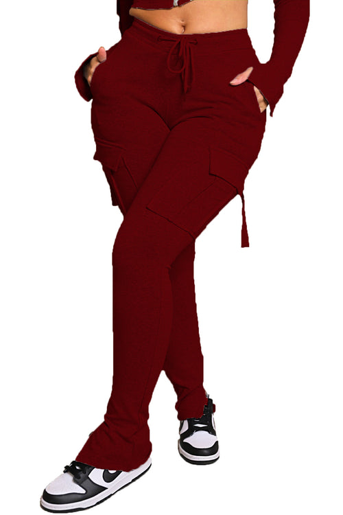 Cargo Drawstring Waist Split Trouser Legs