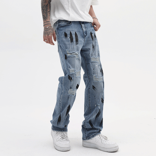 Graffiti Holes Street Casual Straight Leg Pants