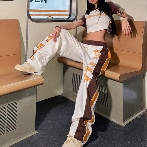 T-shirt women's American wide-leg pants