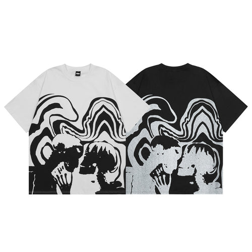 Dark Skull Couple Print Short-sleeved T-shirt