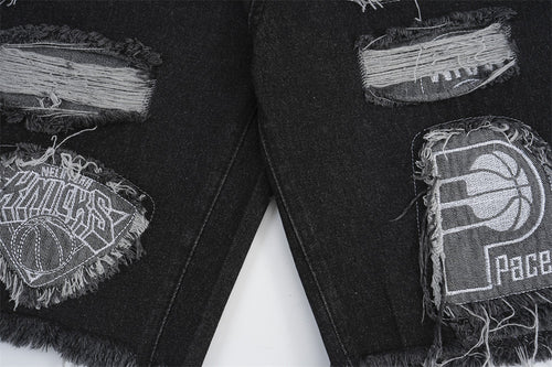 Men's Ripped Raw Edge Straight Denim Cropped Pants