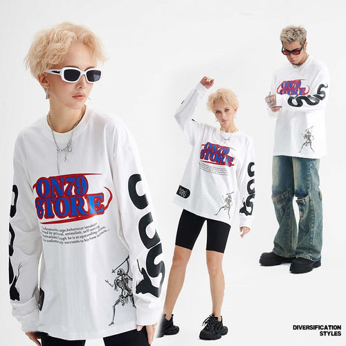 Autumn Loose American Street Round Neck Top Clothes
