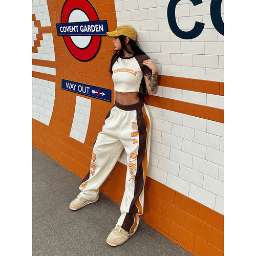 T-shirt women's American wide-leg pants