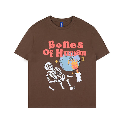 Skeleton Man Foaming Print Loose Couple Wear Short Sleeve T-shirt