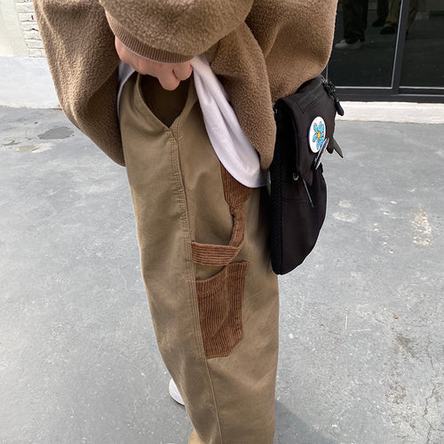 Versatile Panel Straight Leg Solid Street Cargo Pants