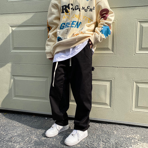 Versatile Panel Straight Leg Solid Street Cargo Pants