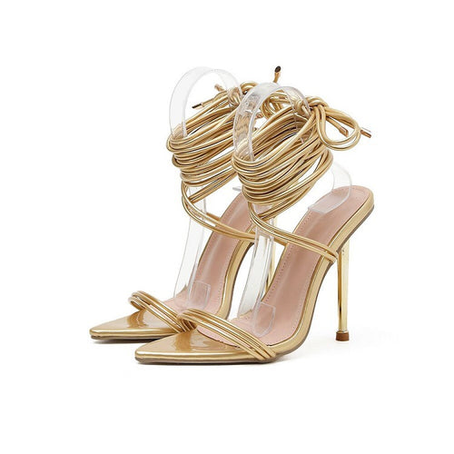 Pointed Toe Stiletto Strappy High Heel Sandals