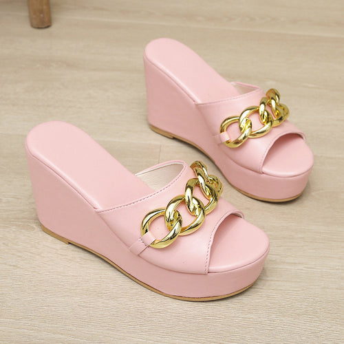 Gold Chain Shoes High Heel